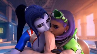 3D Hentai Compilation: Widowmaker Sombra Lesbian Sharing Dick Overwatch Compilation