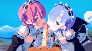 Re Zero: THREESOME with Rem and Ram (3D Hentai)