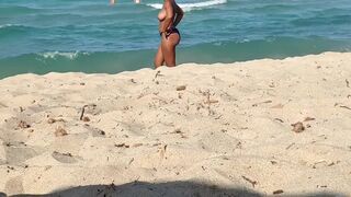 Naked beach hot wife exhibitionist and masturbating in public