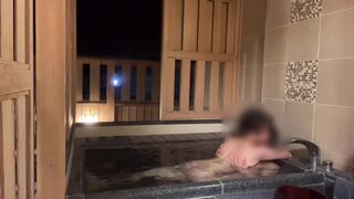 public bath at a hot spring inn Soggy SEX,him orgasm with Titty Fuck and handjob - Emuyumi couple