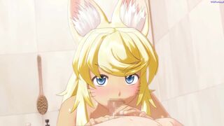 Sweet furry girl welcomes you home with a blowjob ready to fuck [Wolf Girl With You] / Hentai game