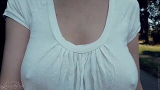BOUNCING BOOBS IN SHIRT WHILE WALKING And Running 4 (BRALESS)