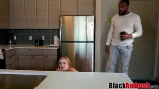 Busty babe Lindsay replaces buttplug with big black cock