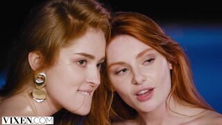 Gorgeous redheads seduce bartender while on vacation