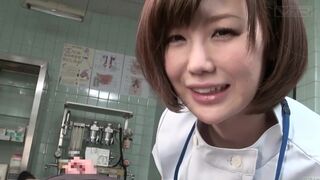 Subtitled CFNM Japanese female doctor gives patient handjob