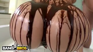 Blonde White Girl Gets Her Big Ass Covered In Chocolate & Fucked