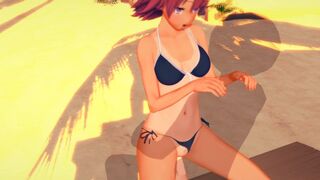 Uruka Takemoto at the Beach - We Never Learn / Bokuben - 3D Hentai